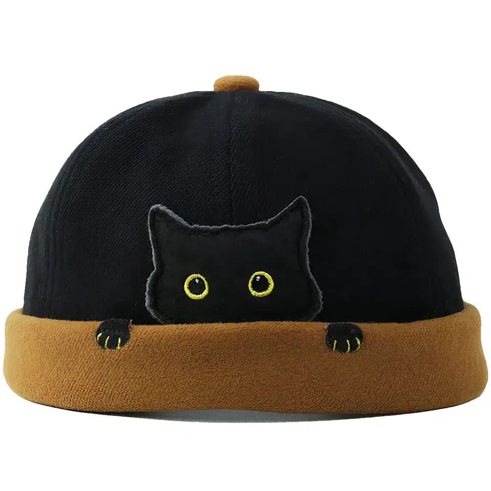Casquette Docker Chat (Couleur: Noir & camel)