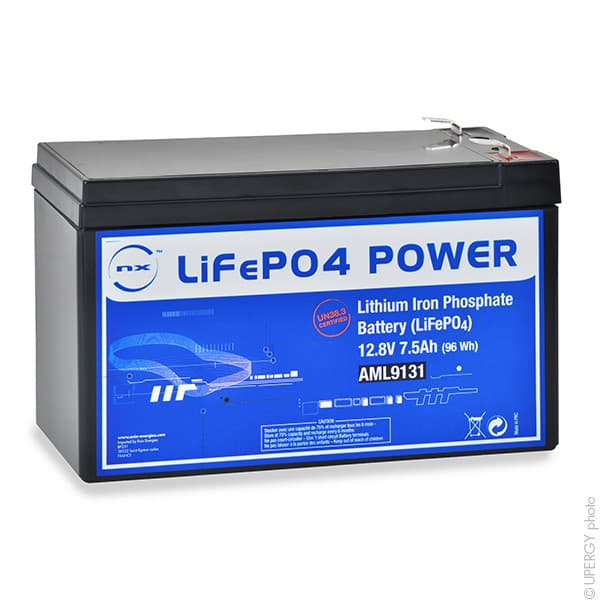 NX - Batterie Lithium Fer Phosphate UN38.3 (96Wh) 12.8V 7.5Ah F6.35