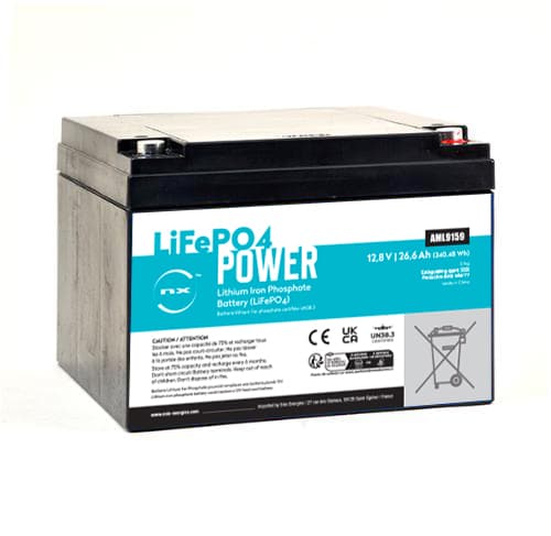 NX - Batterie Lithium Fer Phosphate NX LiFePO4 POWER UN38.3 (340Wh) 12.8V 26.6Ah M5-F