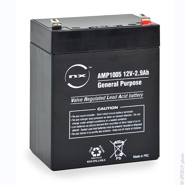 NX - Batterie plomb AGM NX 2.9-12 General Purpose 12V 2.9Ah F4.8