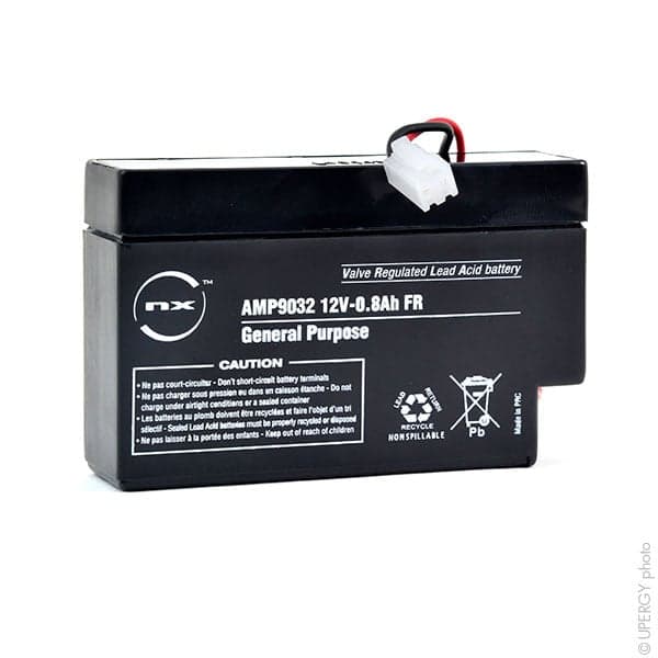 NX - Batterie plomb AGM NX 0.8-12 General Purpose FR 12V 0.8Ah JST
