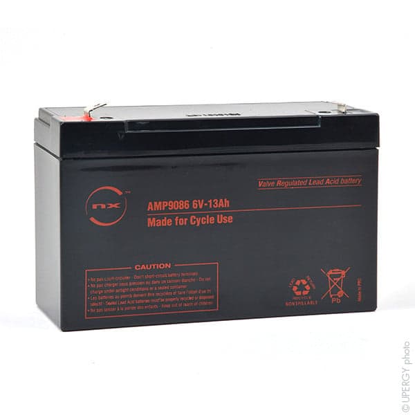 NX - Batterie plomb AGM NX 13-6 Cyclic 6V 13Ah F6.35