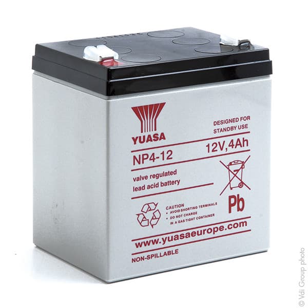 Yuasa - Batterie plomb AGM YUASA NP4-12 12V 4Ah F4.8