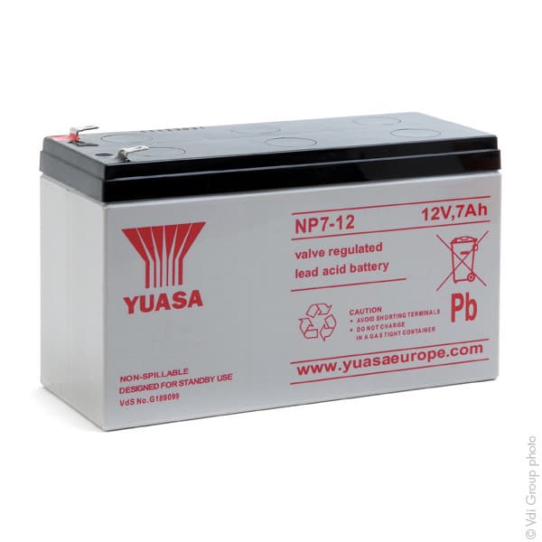 Yuasa - Batterie plomb AGM YUASA NP7-12 12V 7Ah F4.8