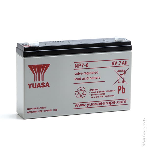 Yuasa - Batterie plomb AGM YUASA NP7-6 6V 7Ah F4.8