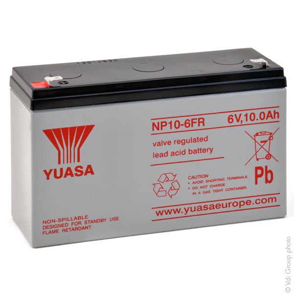 Yuasa - Batterie plomb AGM YUASA NP10-6FR 6V 10Ah F4.8