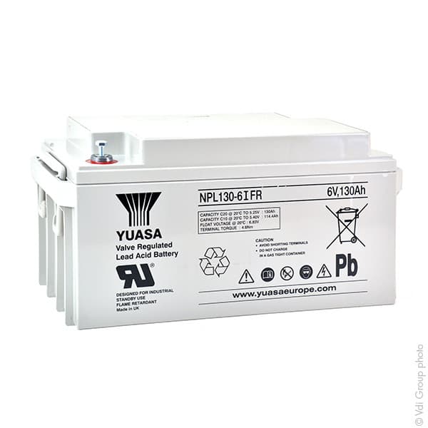 Yuasa - Batterie plomb AGM YUASA NPL130-6IFR 6V 130Ah M6-F