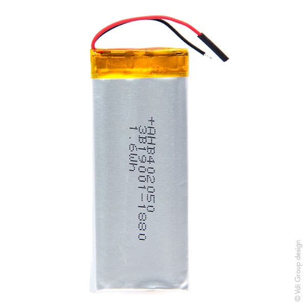Renata / Swatch Group - Batterie Li-Po 1S1P ICP402050PR + PCM UN38.3 3.7V 420mAh fils