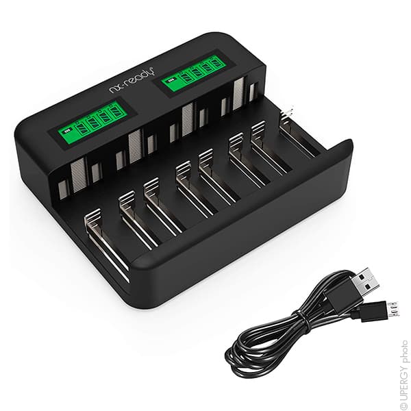 NX - Chargeur piles ultra rapide NX READY pour 8AA ou 8AAA ou 4C ou 4D NiMH/NiCd