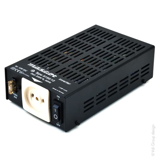 Mascot - Convertisseur DC/AC 12/230V 110W quasi-sinusoïdal 9150 - Sortie pinces crocodiles