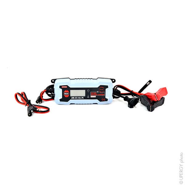 NX - Chargeur plomb LCD NX 6-12V/0.8A-3.8A 230V - pinces crocodiles et oeillets (Intelligent)