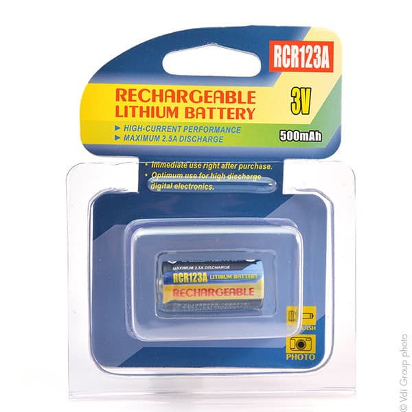 NX - Batterie  photo - caméra RCR123 3V 500mAh