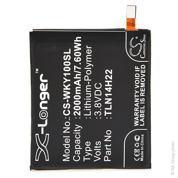 NX - Batterie téléphone, smartphone, GSM pour Wiko 3.8V 2000mAh