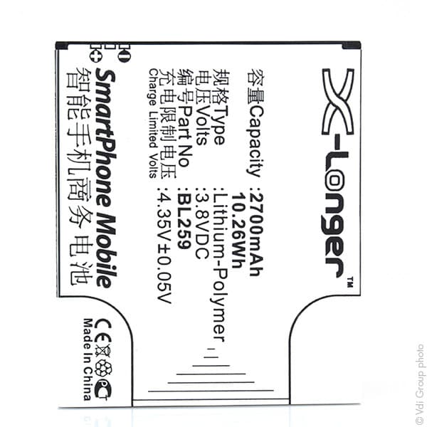 NX - Batterie téléphone, smartphone, GSM pour Lenovo 3.8V 2700mAh