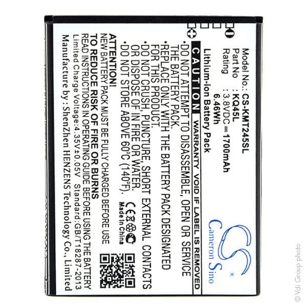NX - Batterie téléphone, smartphone, GSM pour Kazam 3.8V 1700mAh