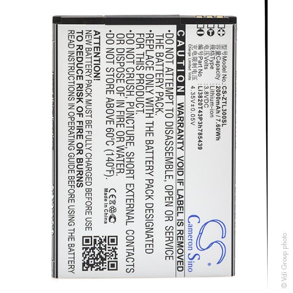 NX - Batterie téléphone, smartphone, GSM pour ZTE 3.8V 2000mAh