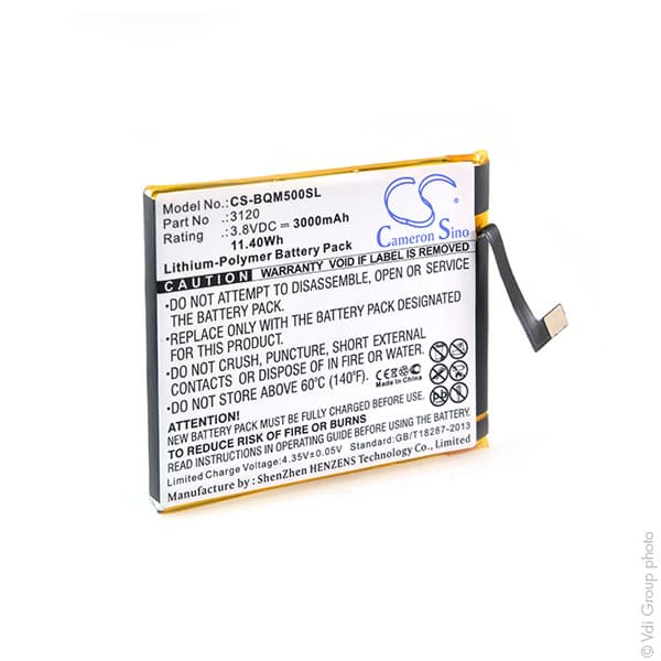 NX - Batterie téléphone, smartphone, GSM pour BQ 3.8V 3000mAh