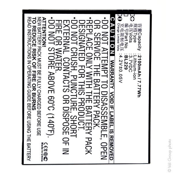 NX - Batterie téléphone, smartphone, GSM pour Lenovo 3.7V 2100mAh