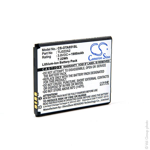 NX - Batterie téléphone, smartphone, GSM pour Alcatel 3.8V 1900mAh