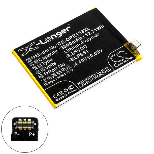 NX - Batterie téléphone, smartphone, GSM pour Oppo 3.85V 3300mAh