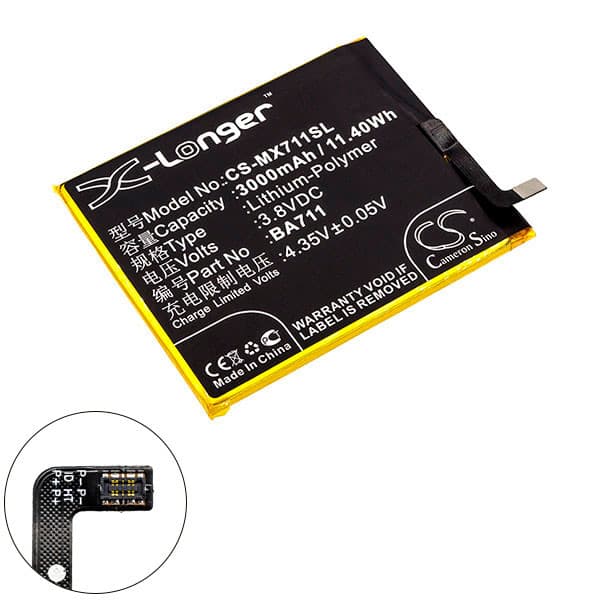 NX - Batterie téléphone, smartphone, GSM pour Meizu 3.8V 3000mAh