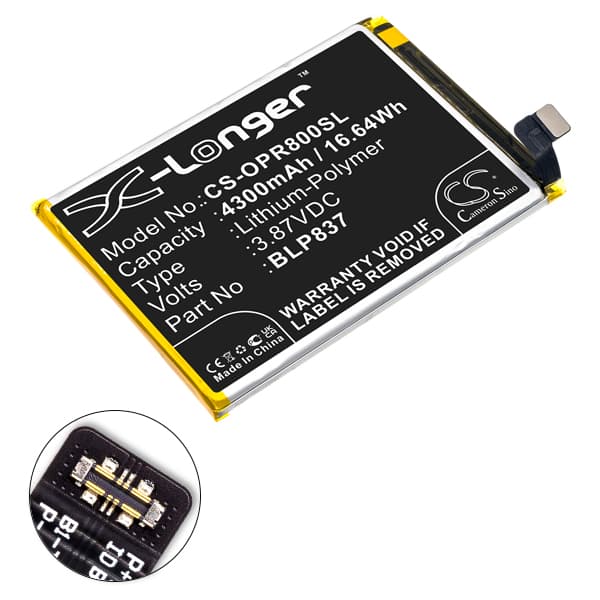 NX - Batterie téléphone, smartphone, GSM pour Oppo 3.87V 4300mAh