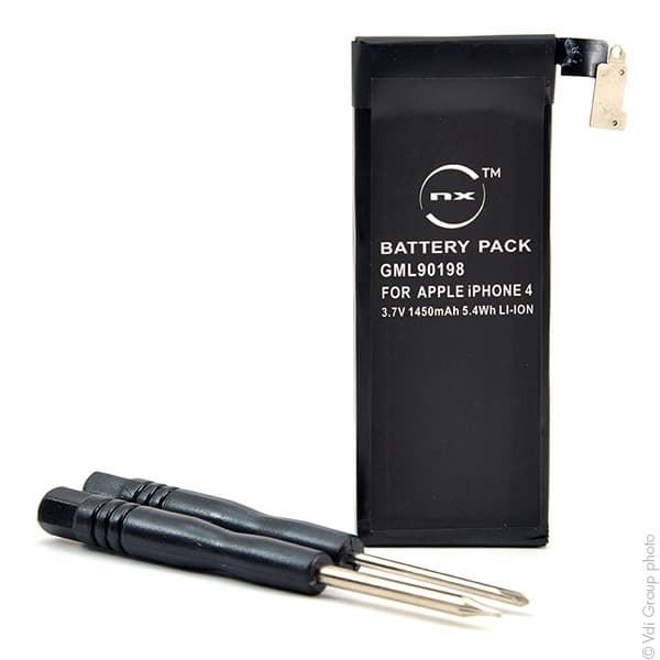 NX - Batterie téléphone, smartphone, GSM pour iPhone 4 3.7V 1450mAh