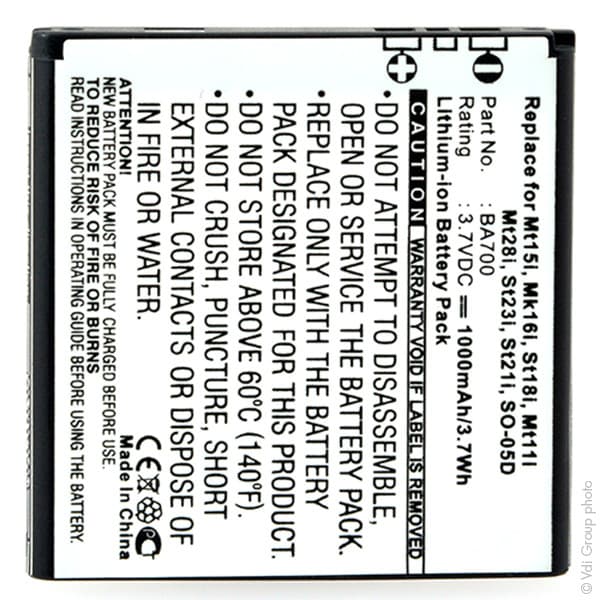 NX - Batterie téléphone, smartphone, GSM pour Sony Ericsson 3.7V 1000mAh