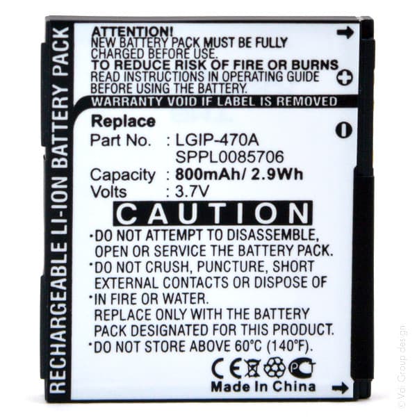 NX - Batterie téléphone, smartphone, GSM pour LG 3.7V 800mAh
