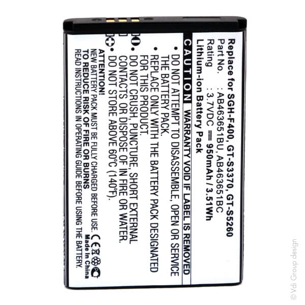 NX - Batterie téléphone, smartphone, GSM pour Samsung 3.7V 950mAh