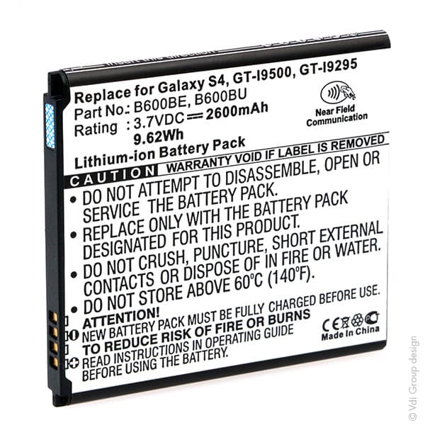 NX - Batterie téléphone, smartphone, GSM pour Samsung Galaxy S4 3.8V 2600mAh