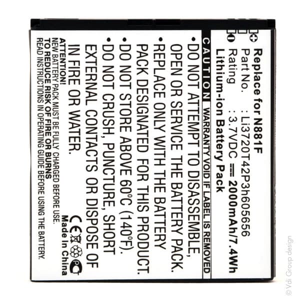 NX - Batterie téléphone, smartphone, GSM pour ZTE 3.7V 2000mAh
