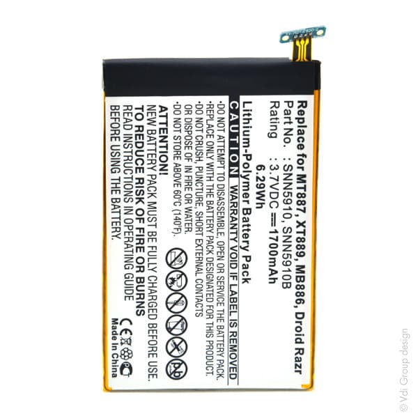 NX - Batterie téléphone, smartphone, GSM pour Motorola 3.7V 1700mAh