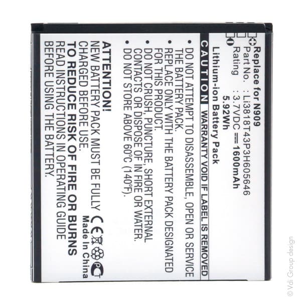 NX - Batterie téléphone, smartphone, GSM pour ZTE 3.7V 1600mAh