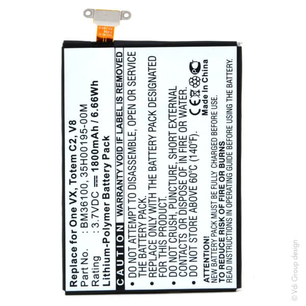 NX - Batterie téléphone, smartphone, GSM pour HTC 3.7V 1800mAh