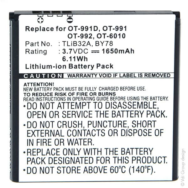 NX - Batterie téléphone, smartphone, GSM pour Alcatel 3.7V 1650mAh