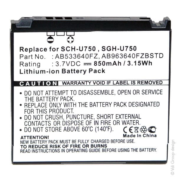 NX - Batterie téléphone, smartphone, GSM pour Samsung 3.7V 850mAh
