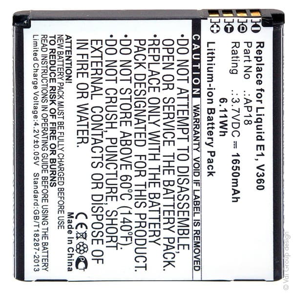 NX - Batterie téléphone, smartphone, GSM pour Acer 3.7V 1650mAh
