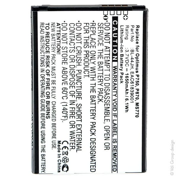 NX - Batterie téléphone, smartphone, GSM pour LG 3.7V 1650mAh