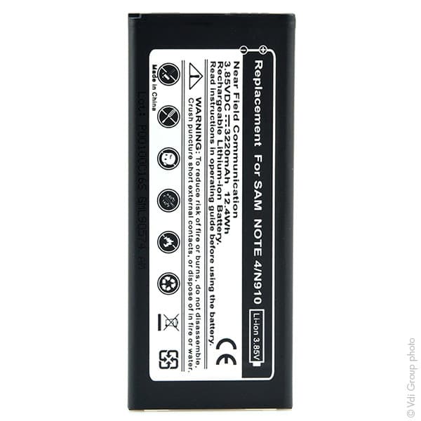 NX - Batterie téléphone, smartphone, GSM pour Samsung Galaxy Note 4 3.85V 3220mAh