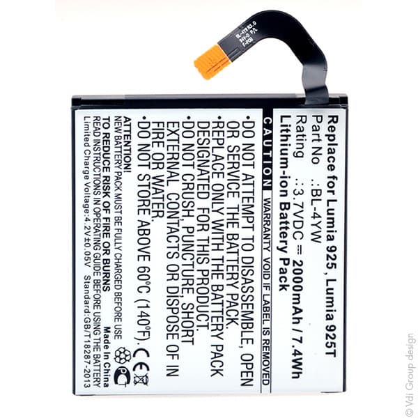 NX - Batterie téléphone, smartphone, GSM pour Nokia 3.7V 2000mAh