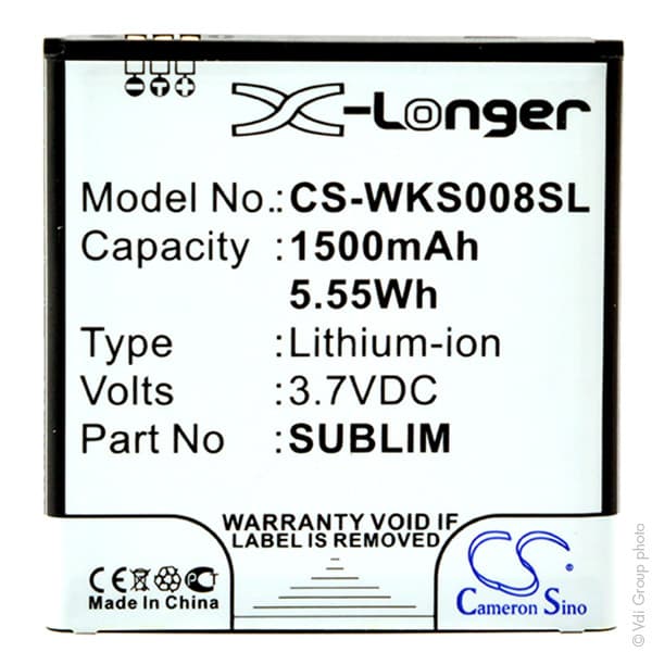 NX - Batterie téléphone, smartphone, GSM pour Wiko 3.7V 1500mAh