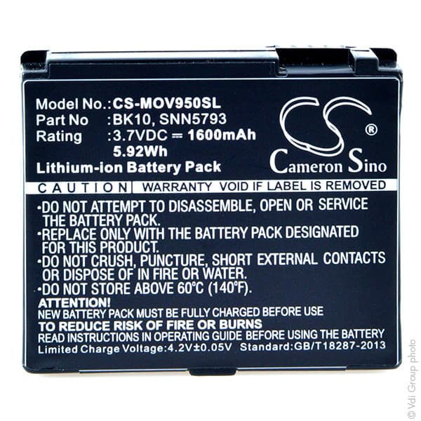NX - Batterie téléphone, smartphone, GSM pour Motorola 3.7V 1600mAh