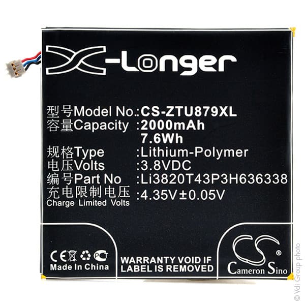 NX - Batterie téléphone, smartphone, GSM pour ZTE 3.8V 2000mAh