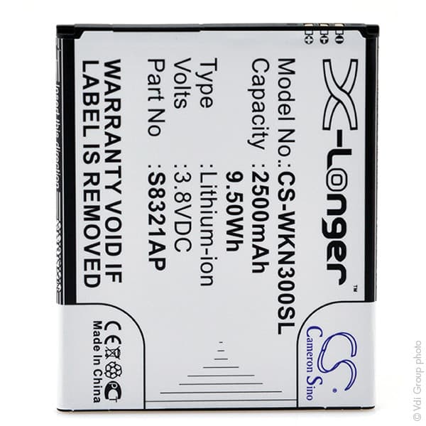 NX - Batterie téléphone, smartphone, GSM pour Wiko 3.8V 2500mAh