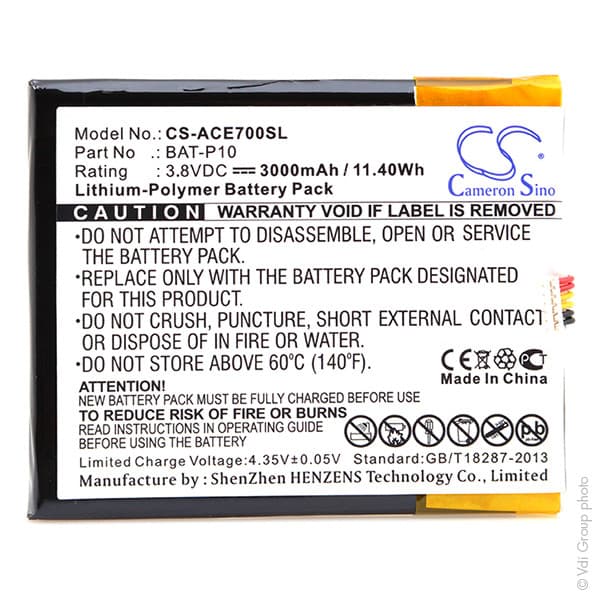 NX - Batterie téléphone, smartphone, GSM pour Acer 3.8V 3000mAh