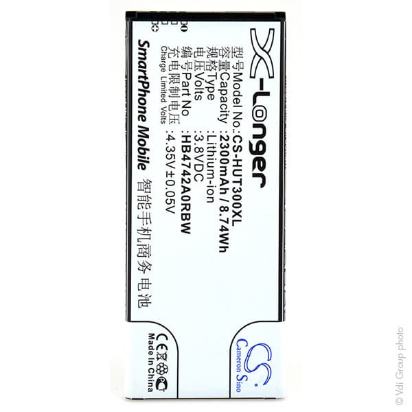NX - Batterie téléphone, smartphone, GSM pour Huawei 3.8V 2300mAh
