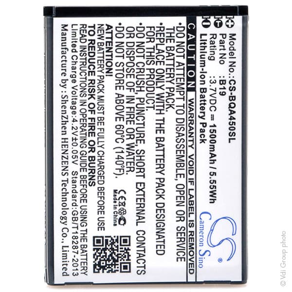NX - Batterie téléphone, smartphone, GSM pour BQ 3.7V 1500mAh