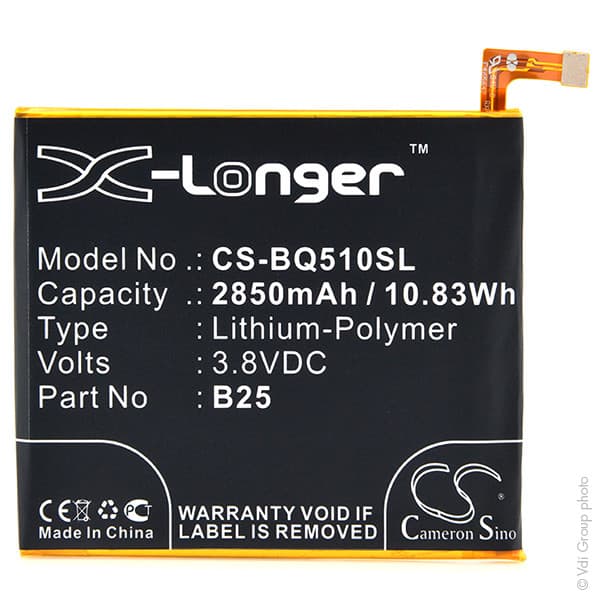 NX - Batterie téléphone, smartphone, GSM pour BQ 3.8V 2850mAh