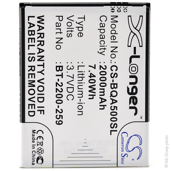 NX - Batterie téléphone, smartphone, GSM pour BQ 3.7V 2000mAh